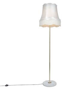 Lampa podłogowa Retro mosiądz klosz kremowy Granny 45cm - Kaso Oswietlenie wewnetrzne