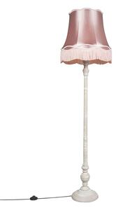 Klasyczna lampa podłogowa szara klosz Granny różowy 45cm - Classico Oswietlenie wewnetrzne