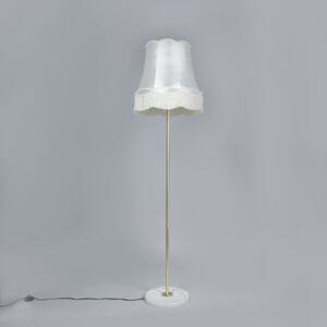 Lampa podłogowa Retro mosiądz klosz kremowy Granny 45cm - Kaso Oswietlenie wewnetrzne