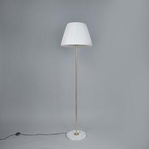 Lampa podłogowa Retro mosiądz klosz plisowany kremowy 45cm - Kaso Oswietlenie wewnetrzne