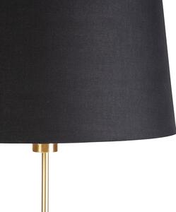 Lampa podłogowa regulowana złota/mosiądz klosz bawełniany czarny 45cm - Parte Oswietlenie wewnetrzne