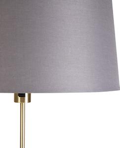 Lampa podłogowa regulowana złota/mosiądz klosz lniany szary 45cm - Parte Oswietlenie wewnetrzne