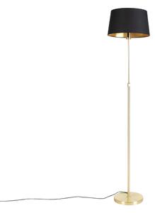 Lampa podłogowa regulowana złota/mosiądz klosz bawełniany czarny 35cm - Parte Oswietlenie wewnetrzne