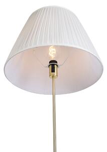 Lampa podłogowa regulowana złota/mosiądz klosz plisowany kremowy 45cm - Parte Oswietlenie wewnetrzne