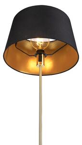 Lampa podłogowa regulowana złota/mosiądz klosz bawełniany czarny 35cm - Parte Oswietlenie wewnetrzne