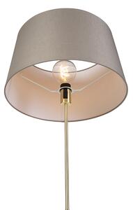 Lampa podłogowa regulowana złota/mosiądz klosz lniany szarobrązowy 45cm - Parte Oswietlenie wewnetrzne
