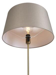 Lampa podłogowa regulowana złota/mosiądz klosz szarobrązowy 45cm - Parte Oswietlenie wewnetrzne