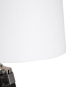 Lampa podłogowa czarna klosz lniany biały 45 cm - Tripod Oswietlenie wewnetrzne