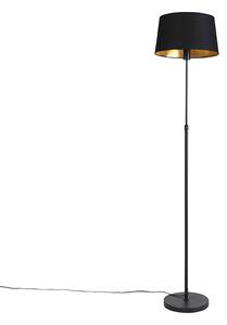 Lampa podłogowa regulowana czarna klosz bawełniany czarny 35cm - Parte Oswietlenie wewnetrzne