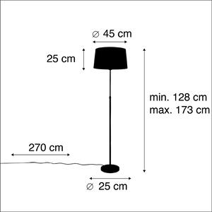 Lampa podłogowa regulowana czarna klosz lniany szarobrązowy 45cm - Parte Oswietlenie wewnetrzne