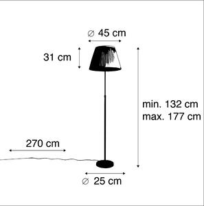 Lampa podłogowa regulowana czarna klosz plisowany kremowy 45cm - Parte Oswietlenie wewnetrzne