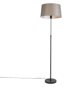 Lampa podłogowa regulowana czarna klosz lniany szarobrązowy 45cm - Parte Oswietlenie wewnetrzne