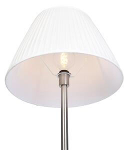 Lampa podłogowa stal klosz plisowany biały 45cm - Simplo Oswietlenie wewnetrzne