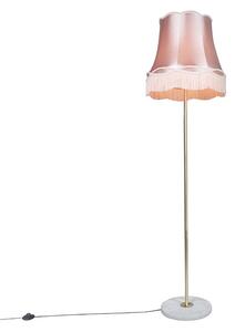 Lampa podłogowa Retro mosiądz klosz różowy Granny 45cm - Kaso Oswietlenie wewnetrzne