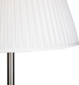 Lampa podłogowa stal klosz plisowany biały 45cm - Simplo Oswietlenie wewnetrzne