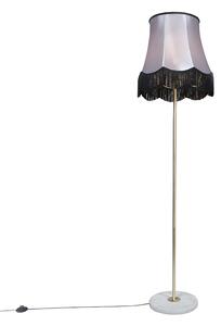 Lampa podłogowa Retro mosiądz klosz szaro-czarny Granny 45cm - Kaso Oswietlenie wewnetrzne