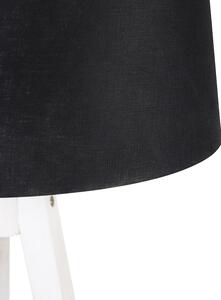 Nowoczesny statyw biały z czarnym lnianym kloszem 45 cm - Tripod Classic Oswietlenie wewnetrzne