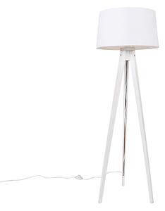 Nowoczesna lampa podłogowa statyw biały z lnianym kloszem biały 45 cm - Tripod Classic Oswietlenie wewnetrzne