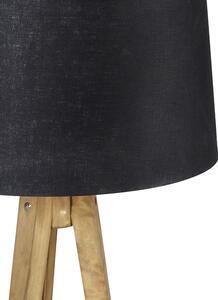 Statyw wiejski w stylu vintage z czarnym lnianym kloszem 45 cm - Tripod Classic Oswietlenie wewnetrzne