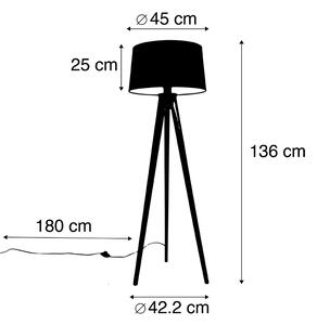 Statyw czarny z lnianym kloszem biały 45 cm - Statyw Classic Oswietlenie wewnetrzne