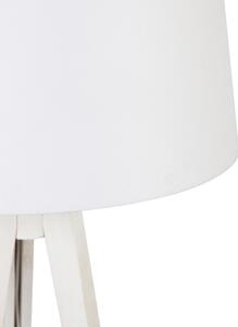 Nowoczesna lampa podłogowa statyw biały z lnianym kloszem biały 45 cm - Tripod Classic Oswietlenie wewnetrzne