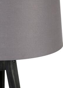 Statyw czarny z lnianym abażurem Ciemnoszary 45 cm - Tripod Classic Oswietlenie wewnetrzne