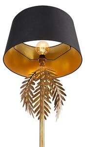 Vintage lampa podłogowa złota klosz bawełniany czarny - Botanica Oswietlenie wewnetrzne