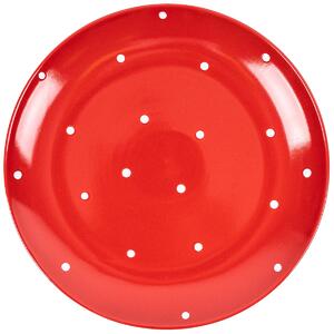 Ceramiczny talerz płytki w kropki, czerwony