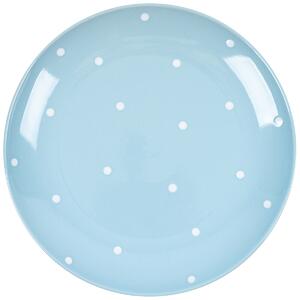 Ceramiczny talerz płytki w kropki, jasnoniebieski