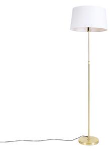 Lampa podłogowa regulowana złota/mosiądz klosz biały 45cm - Parte Oswietlenie wewnetrzne