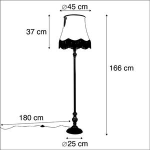 Klasyczna lampa podłogowa czarna klosz Granny złoty 45cm - Classico Oswietlenie wewnetrzne