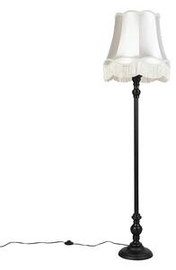 Klasyczna lampa podłogowa czarna klosz Granny kremowy 45cm - Classico Oswietlenie wewnetrzne