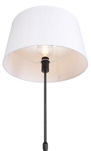 Lampa podłogowa regulowana czarna klosz lniany biały 45cm - Parte Oswietlenie wewnetrzne