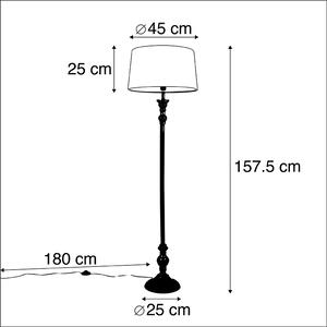 Klasyczna lampa podłogowa czarna klosz lniany szary 45cm - Classico Oswietlenie wewnetrzne