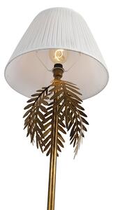 Vintage lampa podłogowa złota z plisowanym kloszem biały 45 cm - Botanica Oswietlenie wewnetrzne