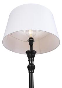 Klasyczna lampa podłogowa czarna klosz lniany biały 45cm - Classico Oswietlenie wewnetrzne