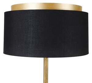 Nowoczesna lampa podłogowa złota z kloszem czarny ze złotym - Simplo Oswietlenie wewnetrzne