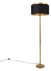 Nowoczesna lampa podłogowa złota z kloszem czarny ze złotym - Simplo Oswietlenie wewnetrzne