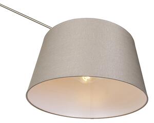 Nowoczesna lampa podłogowa stalowa z kloszem szarobrązowym 45 cm - Redakcja Oswietlenie wewnetrzne