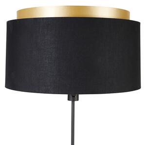 Nowoczesna lampa podłogowa czarna ze złotym kloszem - Parte Oswietlenie wewnetrzne