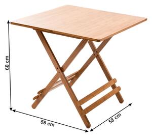 Bambusowy stół składany l Denice, 58 x 58 x 60 cm