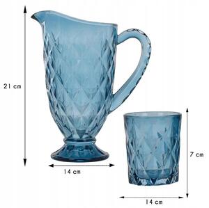 EH 7-częściowy komplet szklanek z dzbankiem Topaz, niebieski