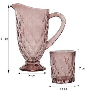 EH 7-częściowy komplet szklanek z dzbankiem Topaz, różowy