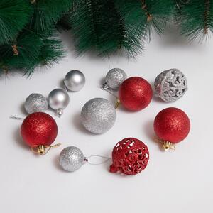 Zestaw ozdób bożonarodzeniowych Noel 100 szt., srebrny i czerwony