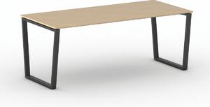 Biurko PRIMO IMPRESS, 200x90 cm, czarna podstawa, buk