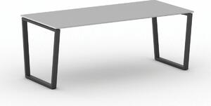 Biurko PRIMO IMPRESS, 200x90 cm, czarna podstawa, szary