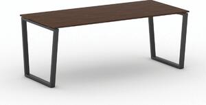 Biurko PRIMO IMPRESS, 200x90 cm, czarna podstawa, orzech