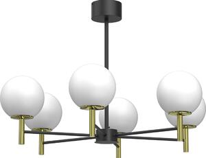 Luminex Żyrandol na drążku AWINION 6xE27/15W/230V biały/złoty/czarny LU1654
