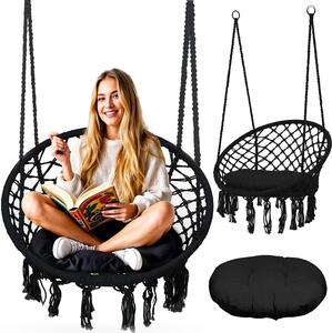 Fotel ogrodowy wiszący huśtawka BOHO czarny