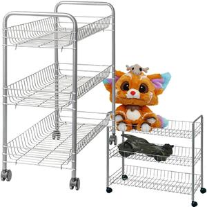 Regał półka kuchenna łazienkowa na kółkach organizer 3 poziomy metalowy srebrny ARTEX Big Store 3